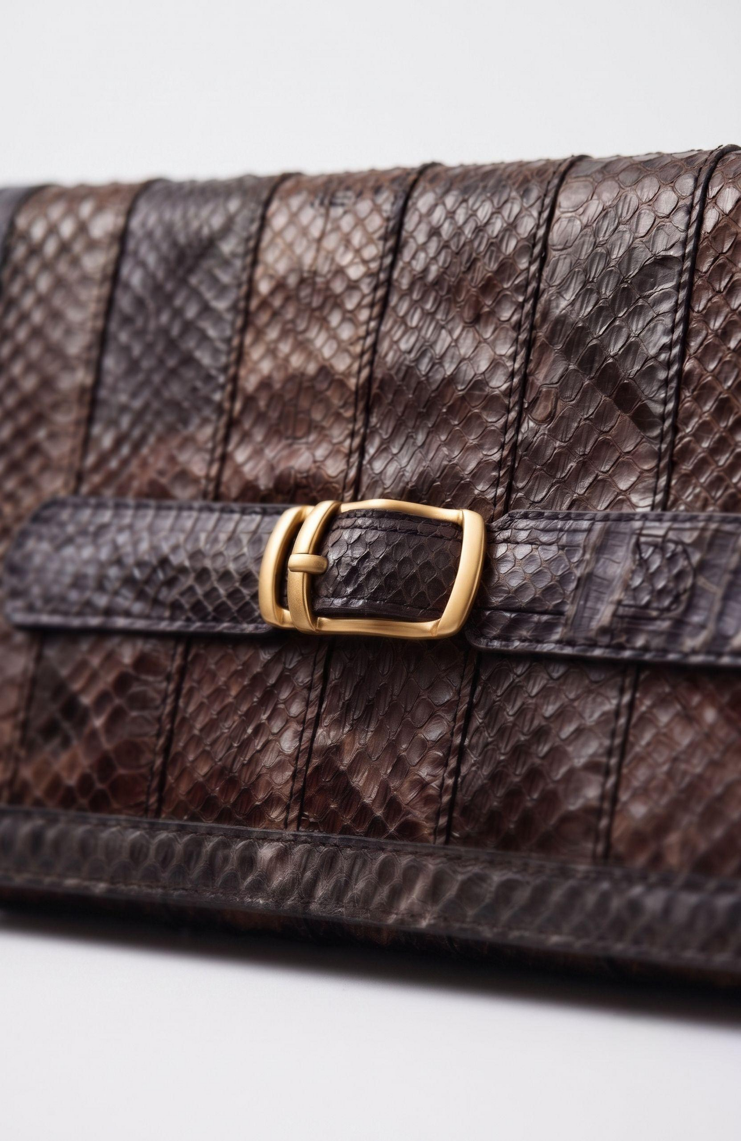 Vintage 1970s Brown and Grey exotic skin clutch