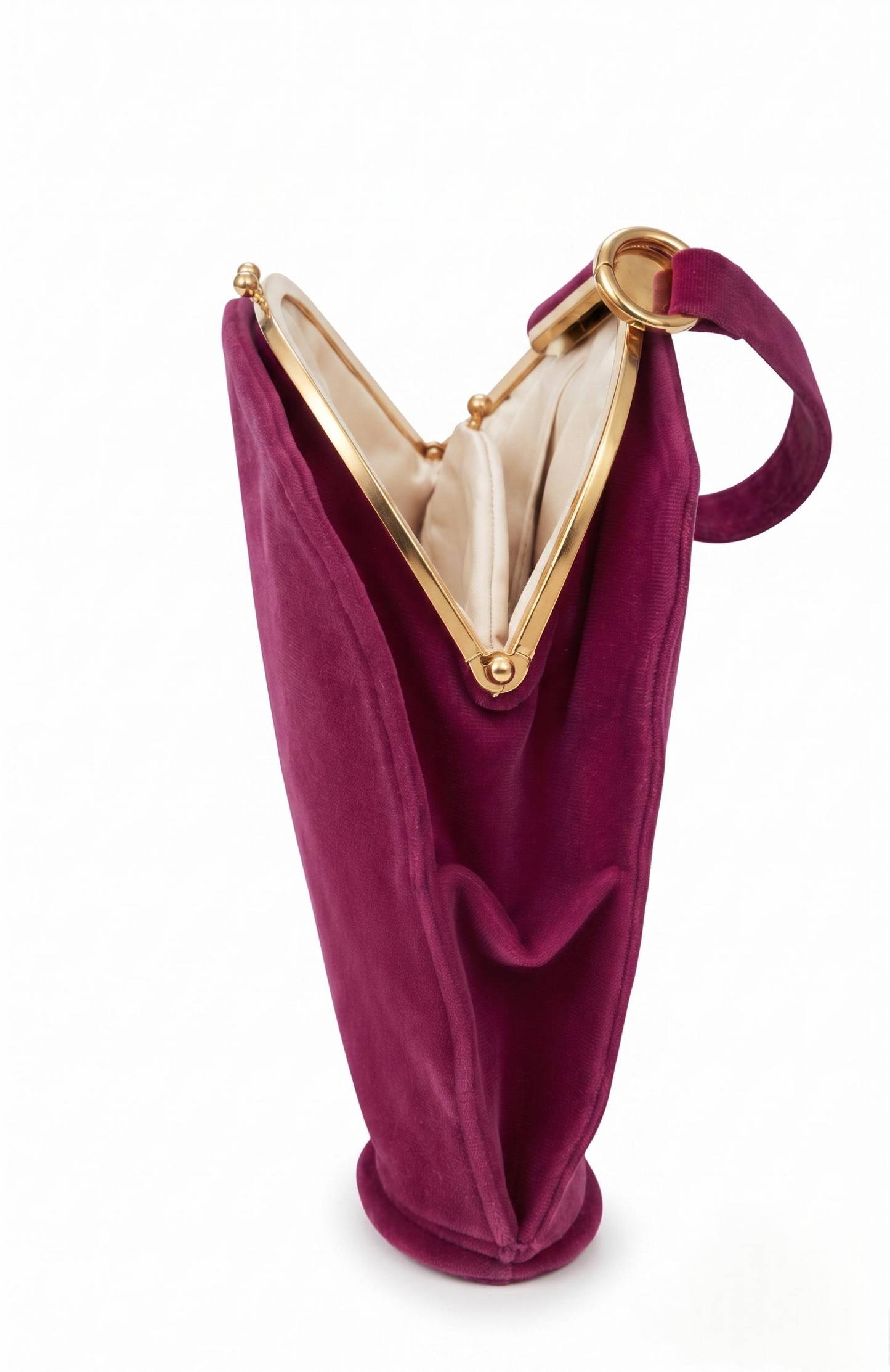 Beautiful 1940s peony pink velvet top handle bag