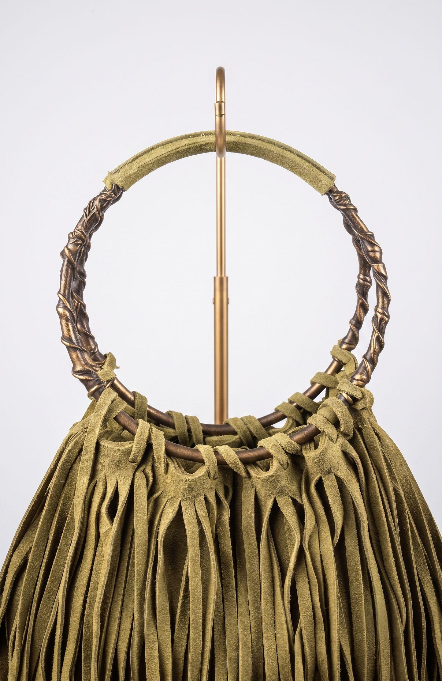 Vintage Valentino suede fringe bag with circle handle