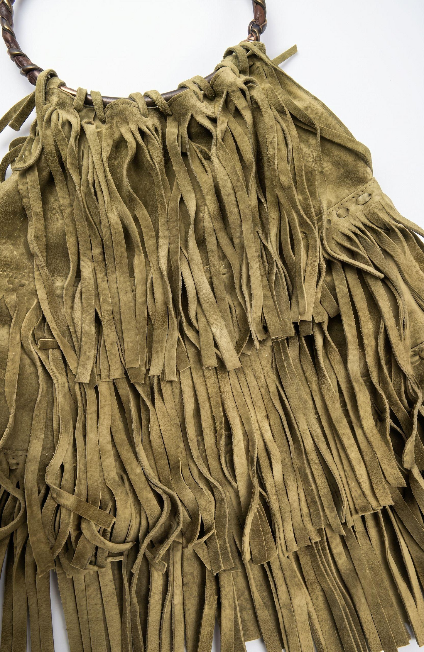 Vintage Valentino suede fringe bag with circle handle