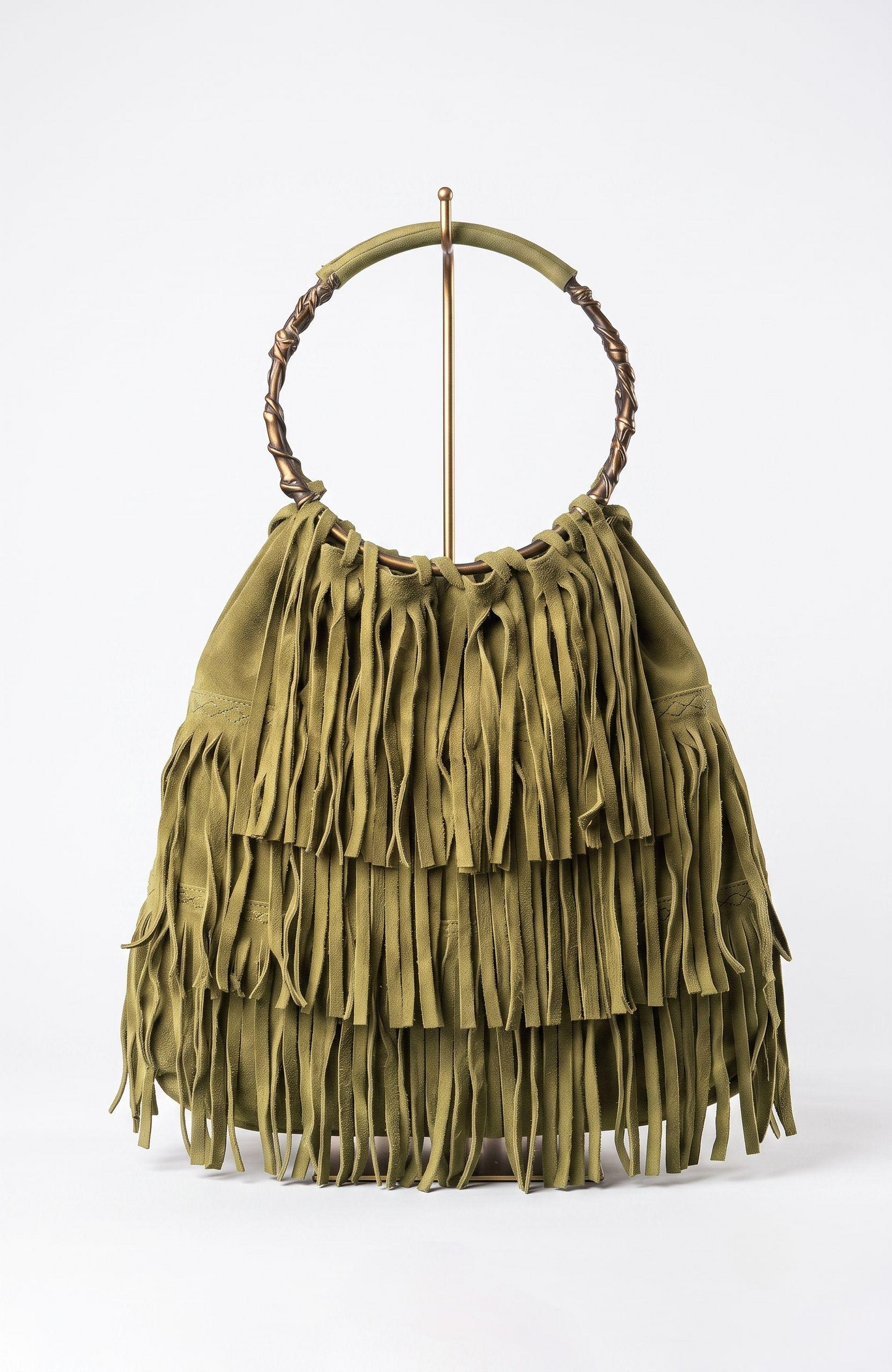 Vintage Valentino suede fringe bag with circle handle