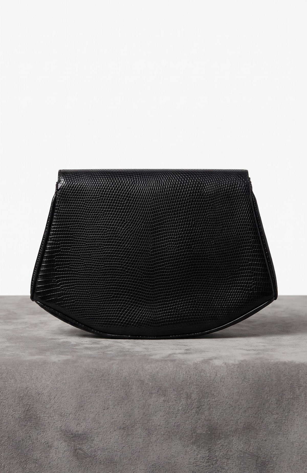 Beautiful bag 1970s black lizard clutch with rhinestone detail.