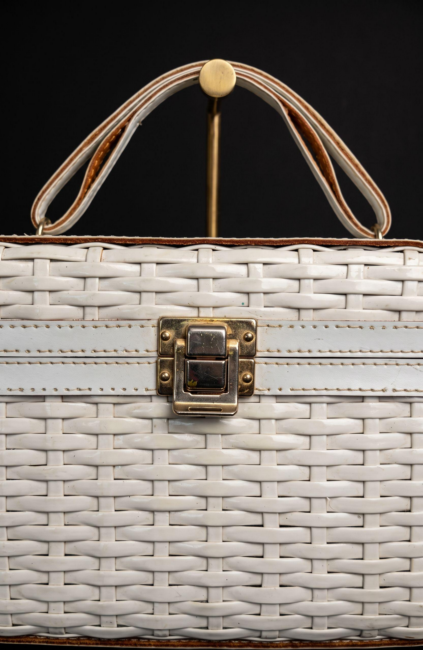 1950s white wicker box bag by LEWIS