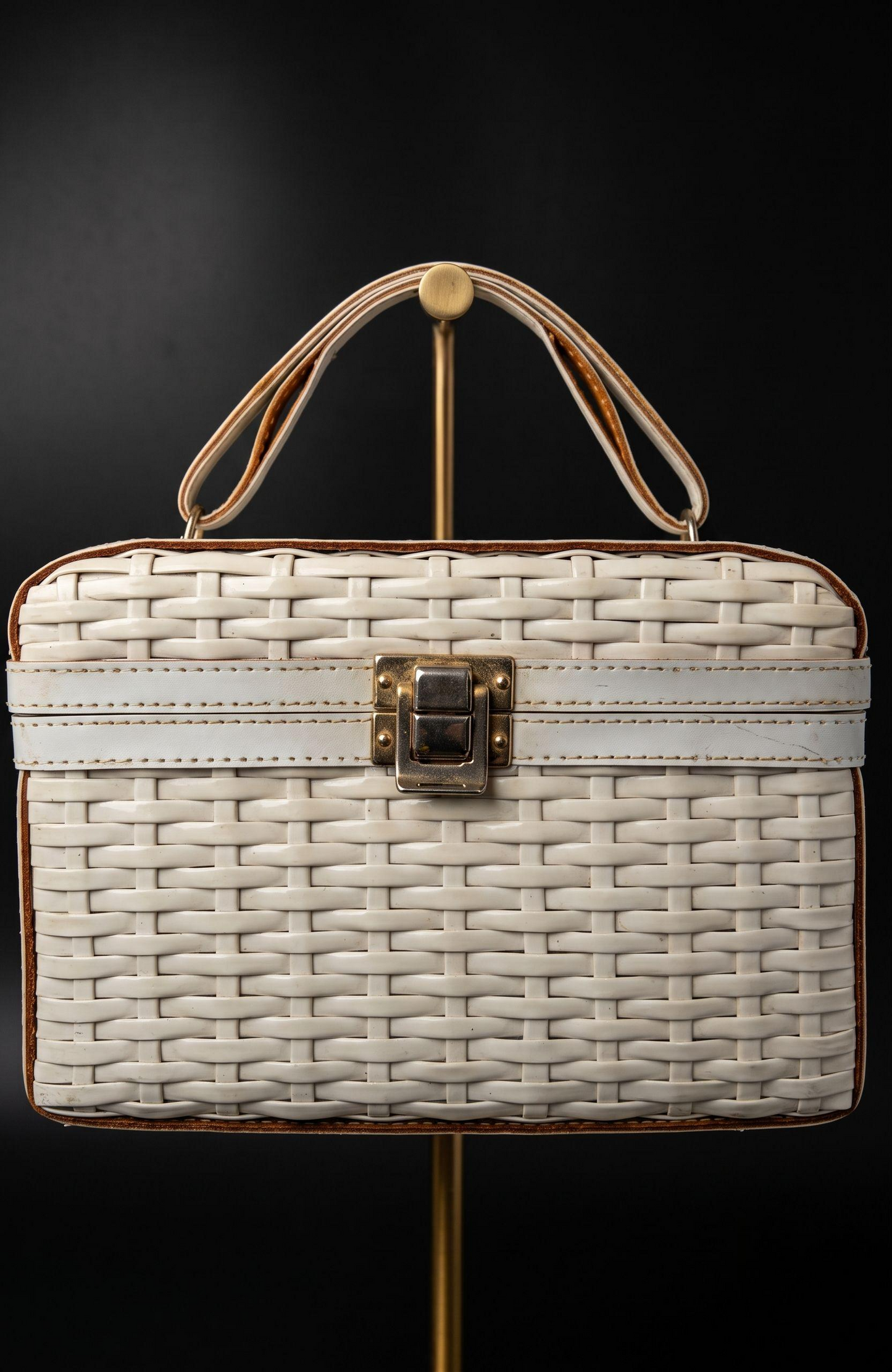 1950s white wicker box bag by LEWIS