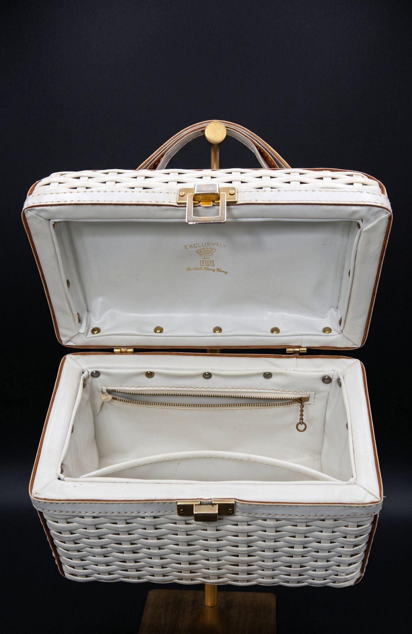 1950s white wicker box bag by LEWIS