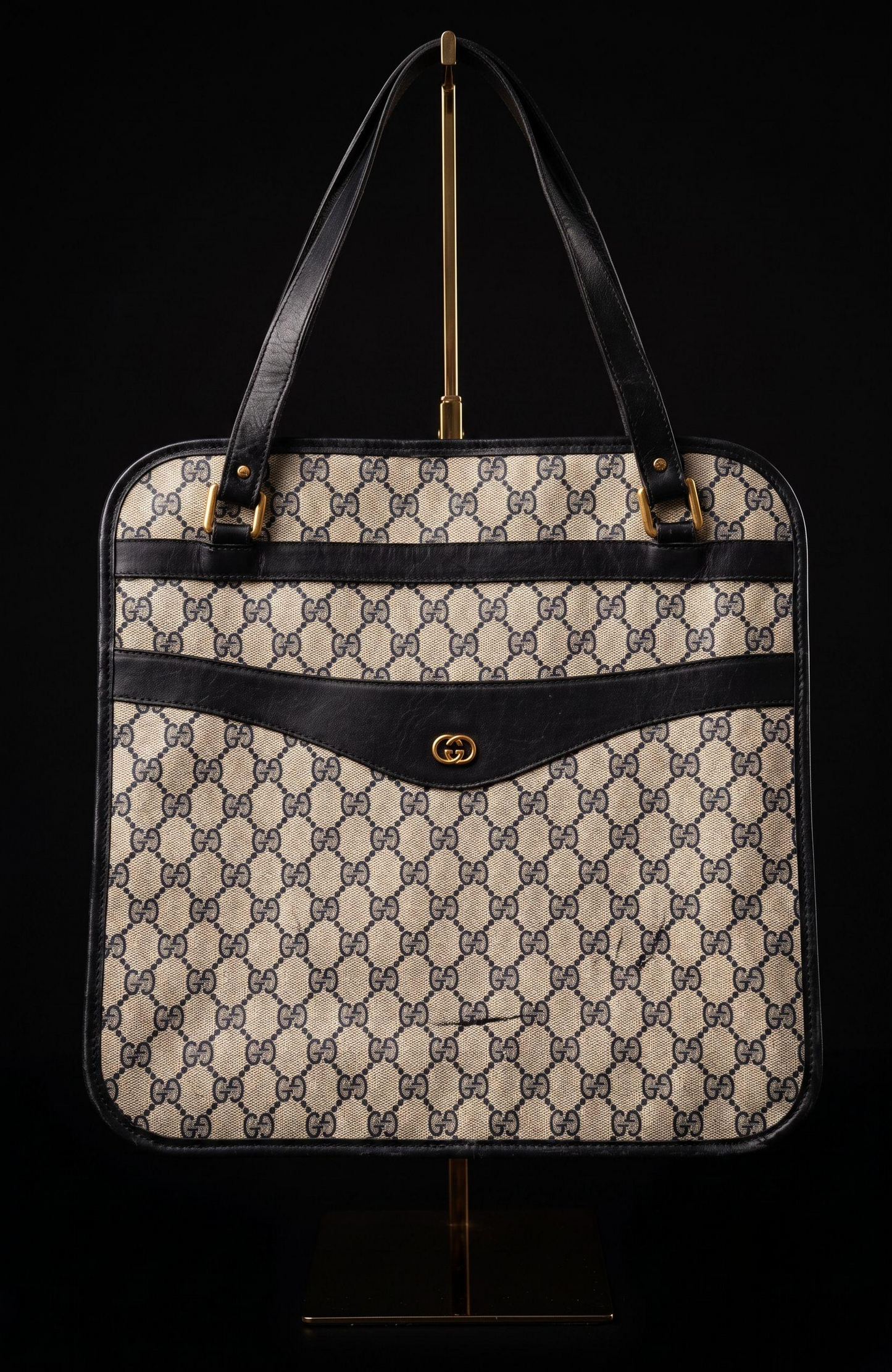 1980s Vintage Gucci tote Bag with outside pocket and shoulder strap. See photos.