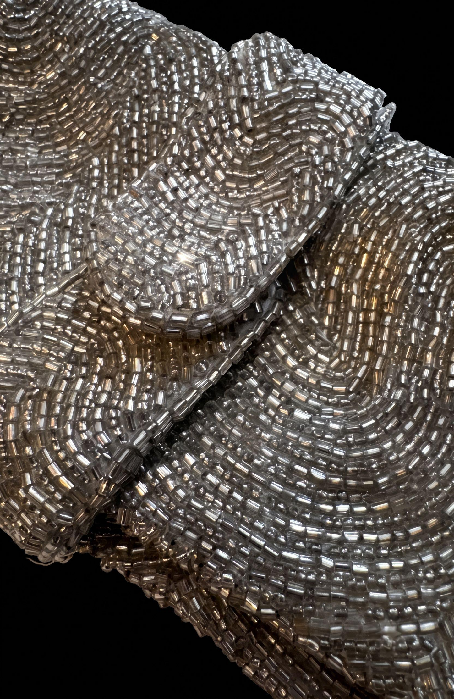 1970s silver beaded clutch that can also be used as a jewelry roll