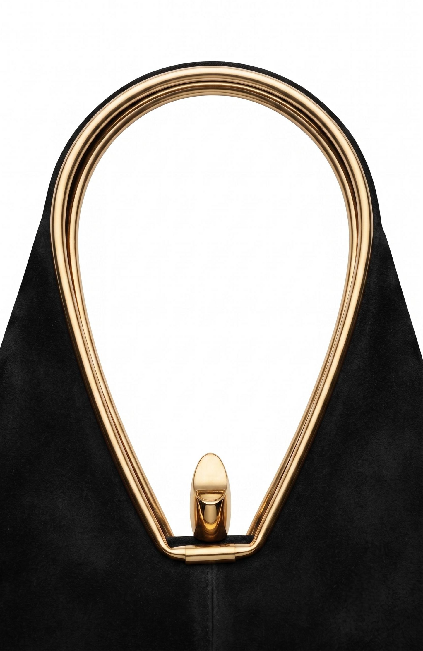 Geometric suede Bag from the 1940s with gold-tone details, it is black.
