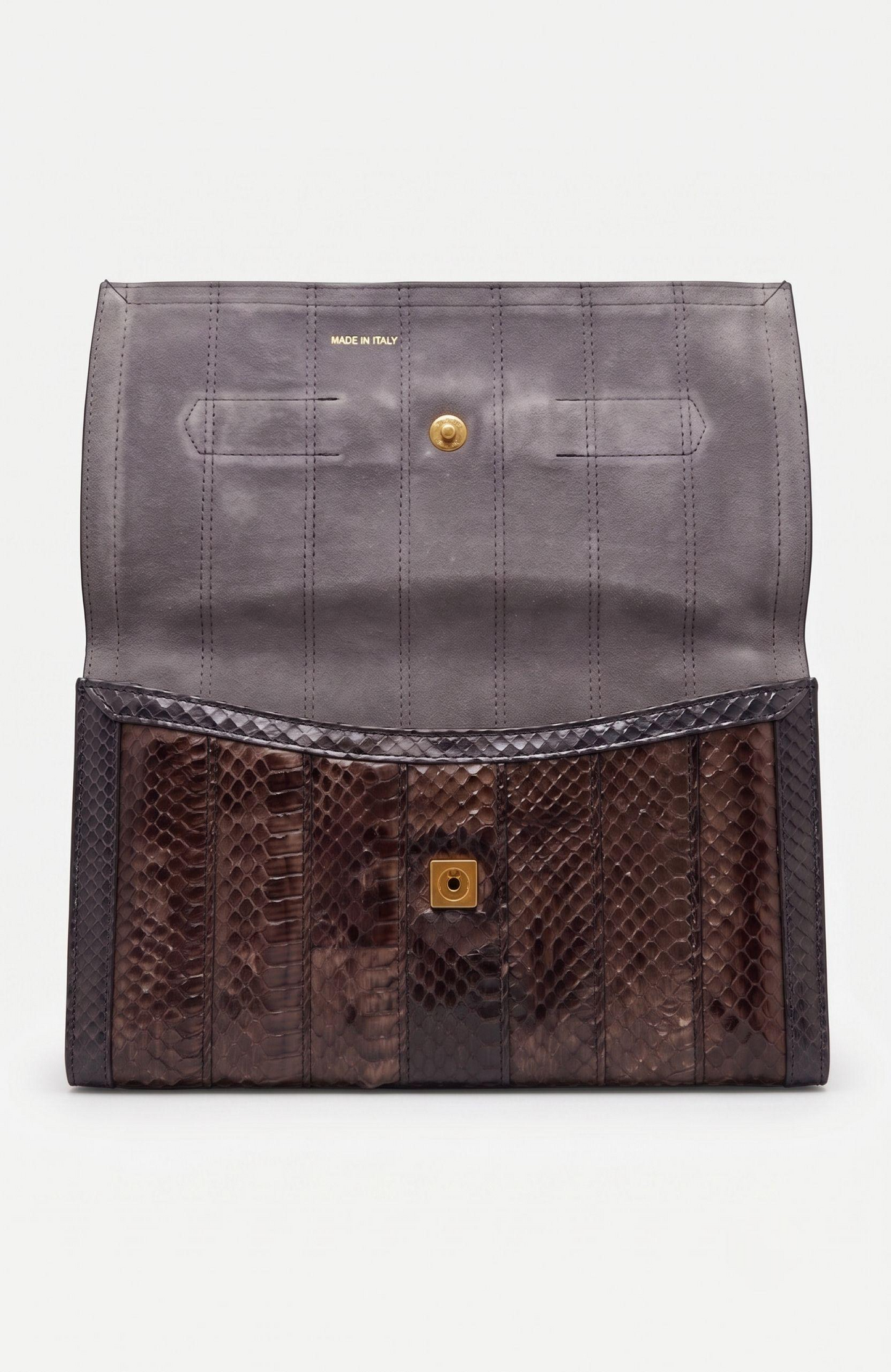 Vintage 1970s Brown and Grey exotic skin clutch