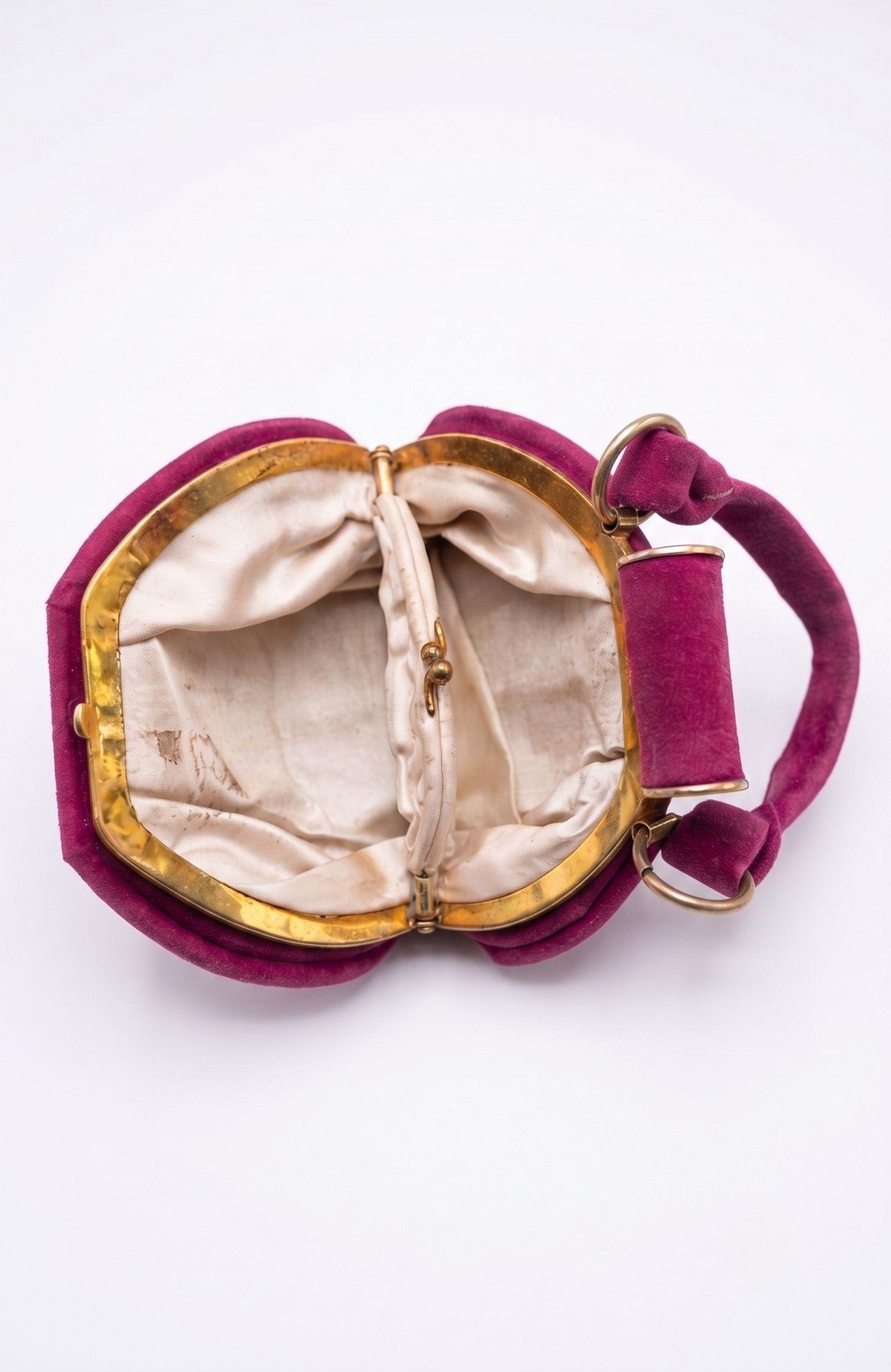 Beautiful 1940s peony pink velvet top handle bag