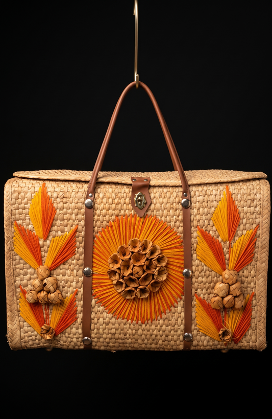 Perfect for the Hamptons or Nantucket, this oversized 1960s wicker bag will be turning heads.