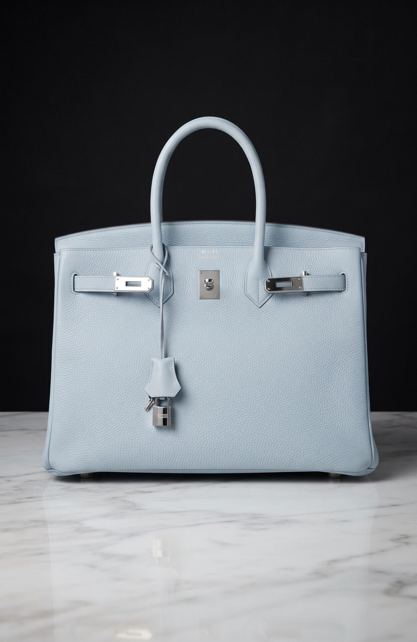 Stunning light blue ~ almost white ~ 40mm Hermes Birkin in beautiful condition - includes box, dust bag, clochette lock and key