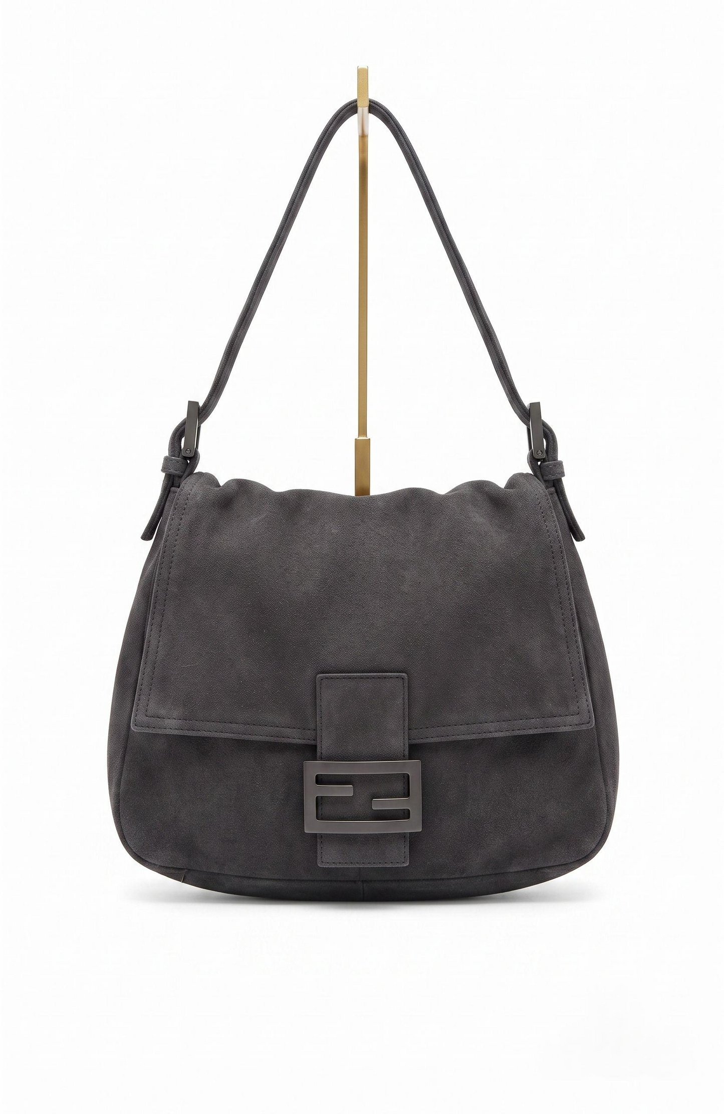 Bag 1999 Grey wool jersey FENDI Mama Baguette with matte grey hardware