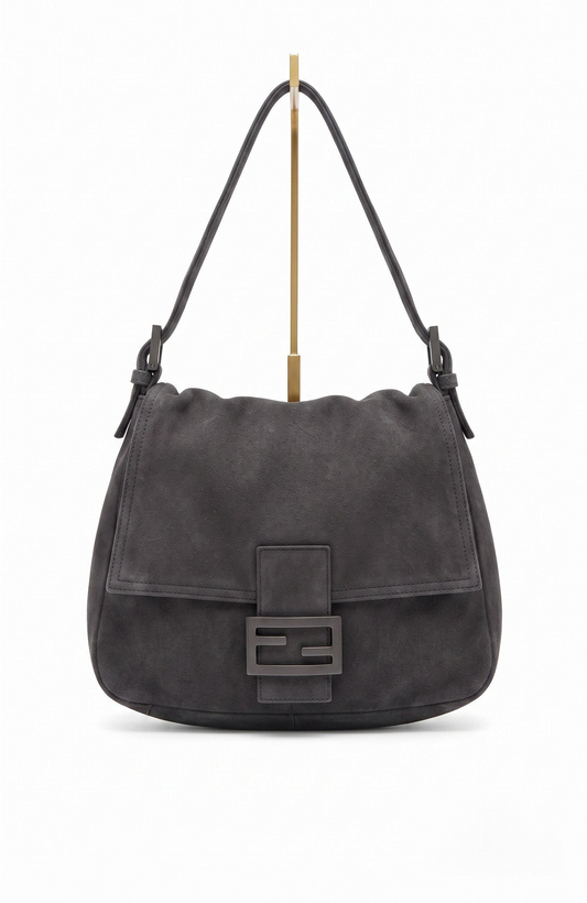 Bag 1999 Grey wool jersey FENDI Mama Baguette with matte grey hardware