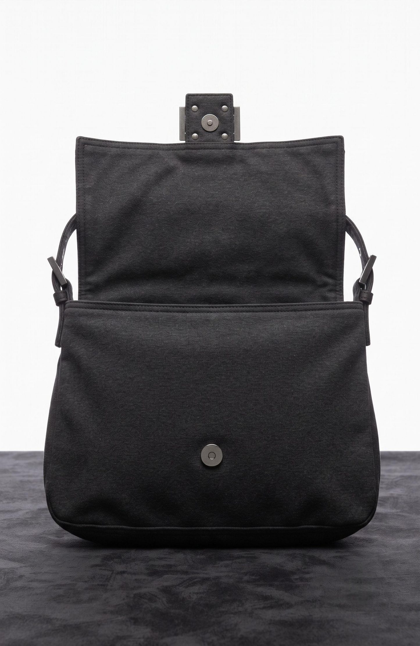 Bag 1999 Grey wool jersey FENDI Mama Baguette with matte grey hardware