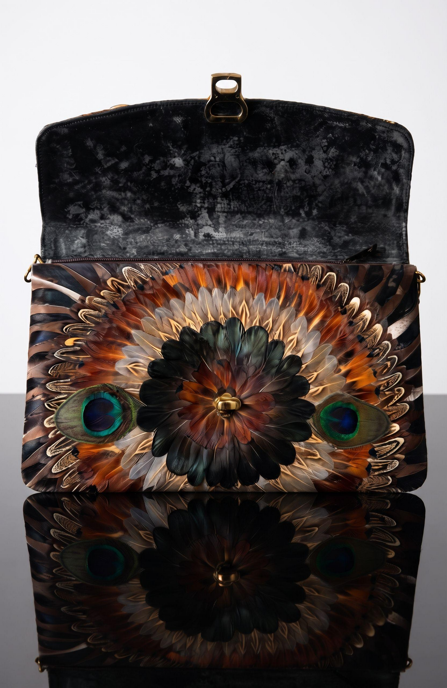 Absolutely beautiful bag  vintage peacock feather clutch with option to add a strap. We will include a gold chain strap.
