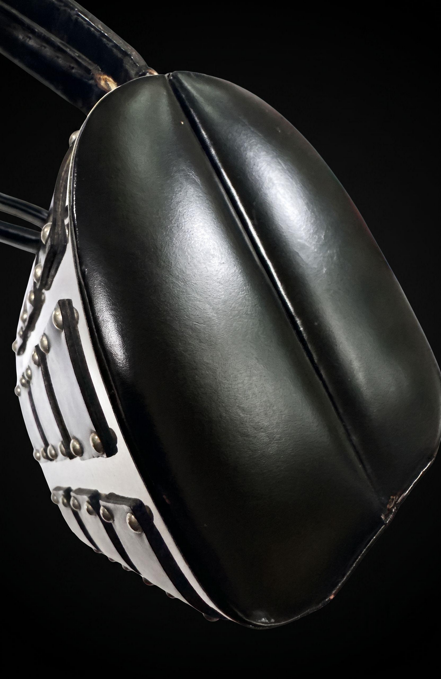 Beautiful 1960s silver, metal and leather top handle bag