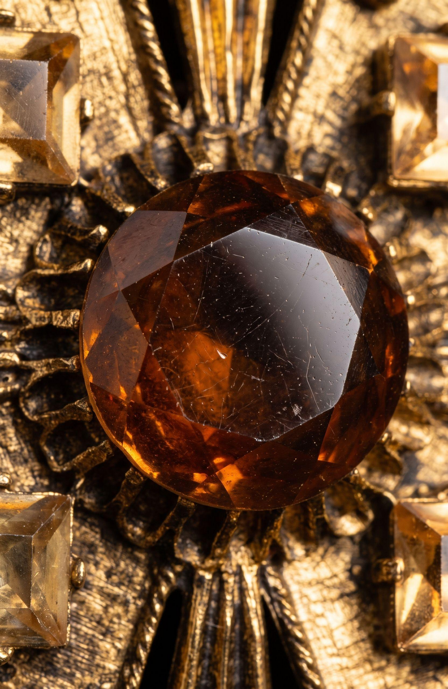 1960s signed DODDS Maltese cross brooch with Amber colored rhinestones and pendant option