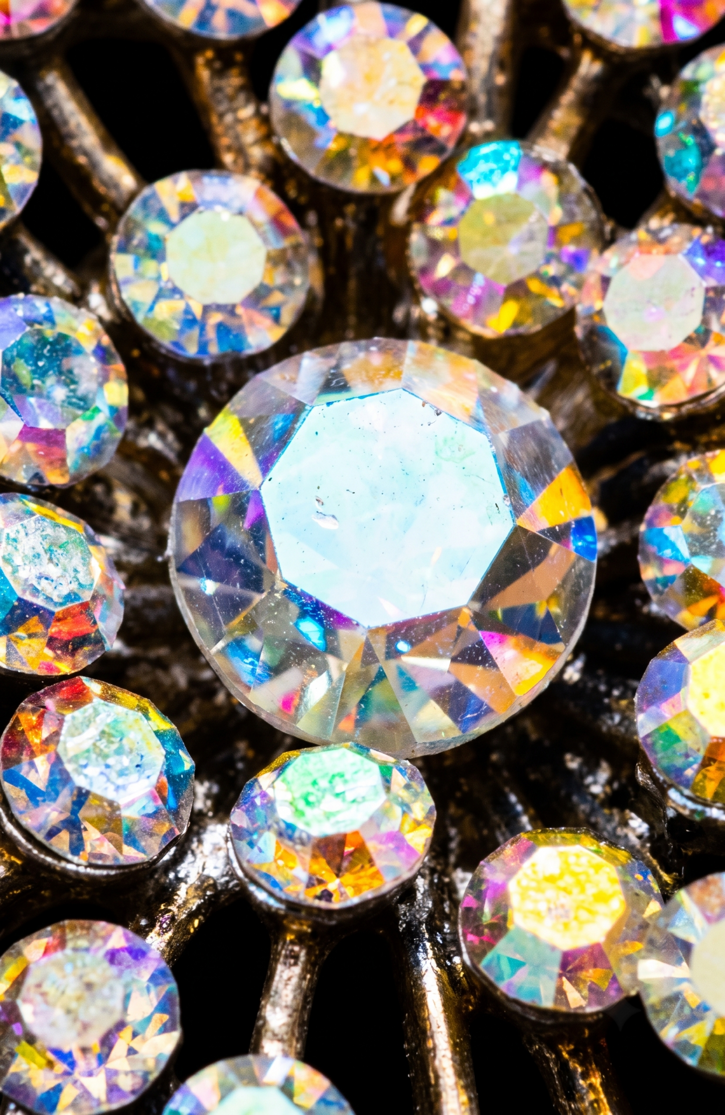 Beautiful 1940's aurora borealis starburst  brooch
