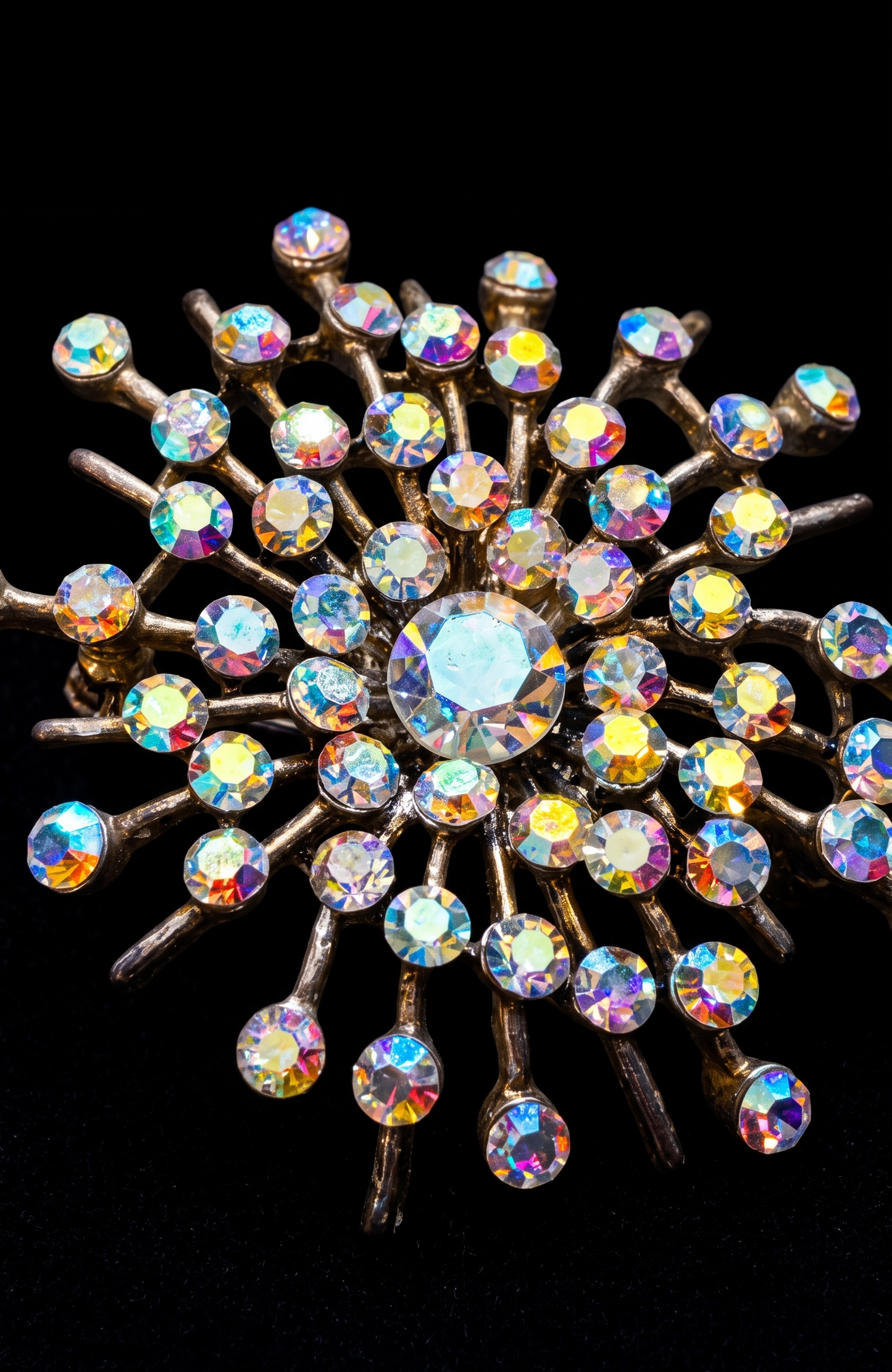 Beautiful 1940's aurora borealis starburst  brooch