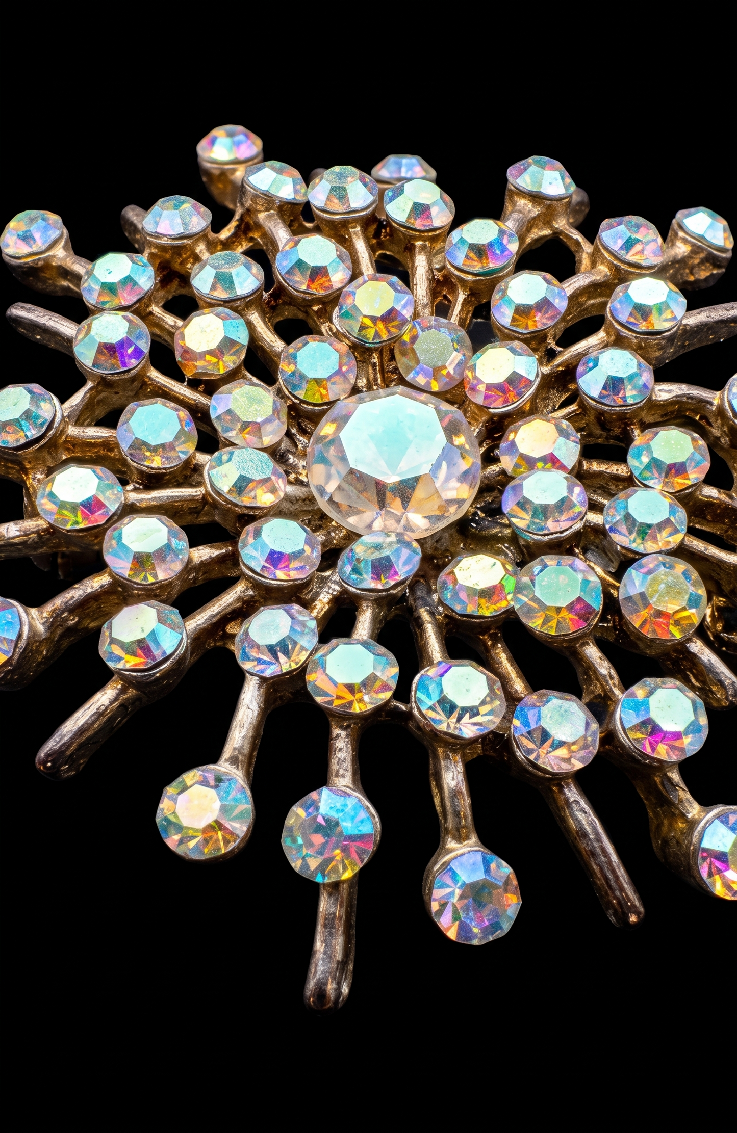 Beautiful 1940's aurora borealis starburst  brooch