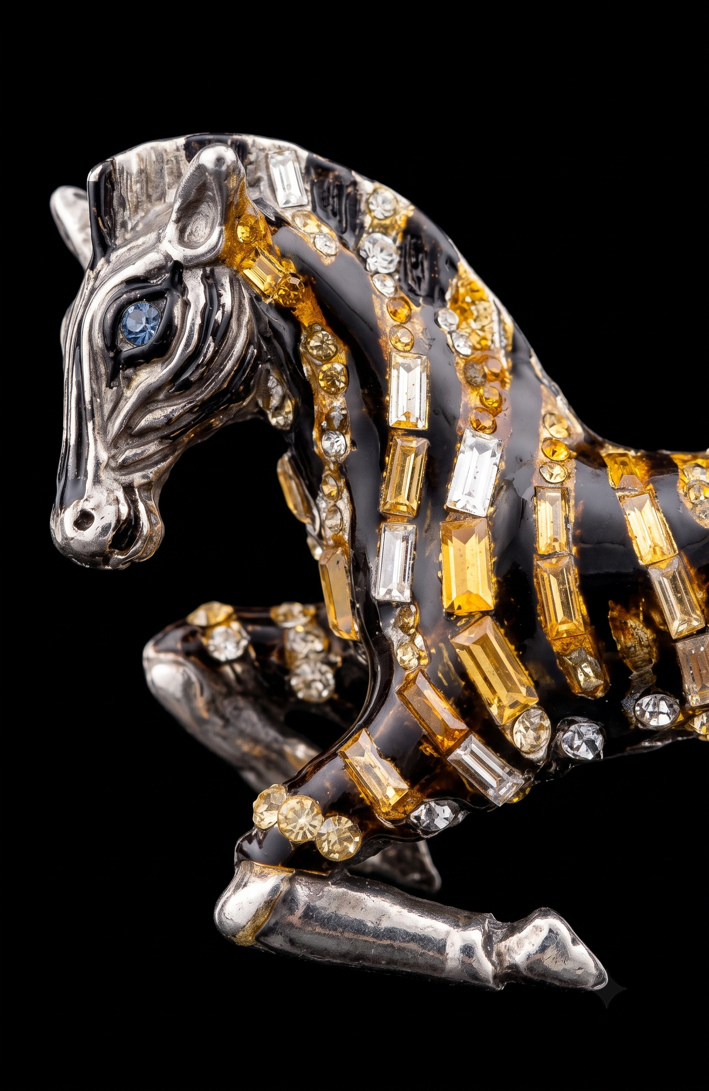 1970s signed Wendy Gell trembler horse brooch