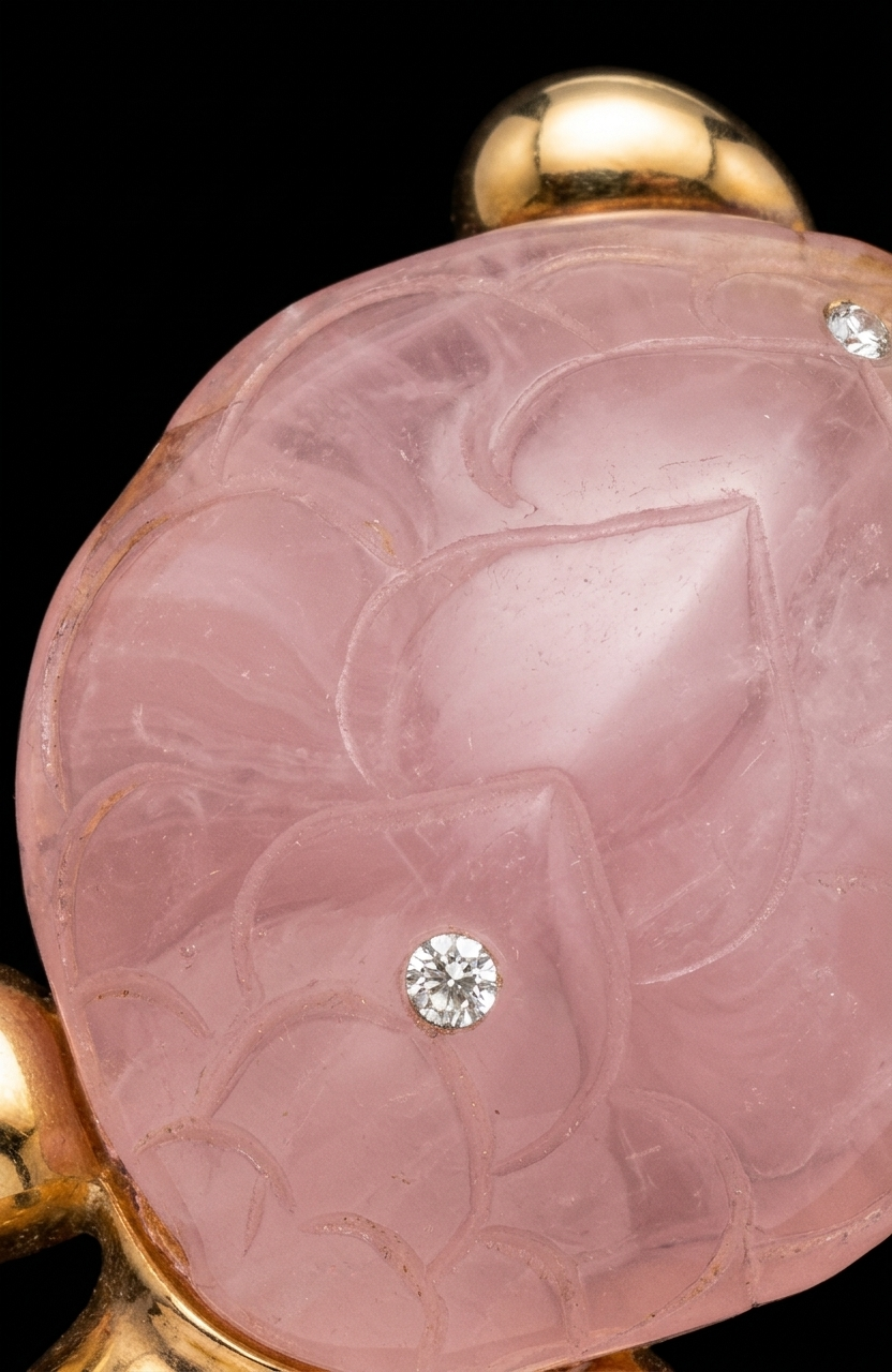 Vintage signed Wiengeroff jelly belly light pink turtle brooch w 2 rhinestones