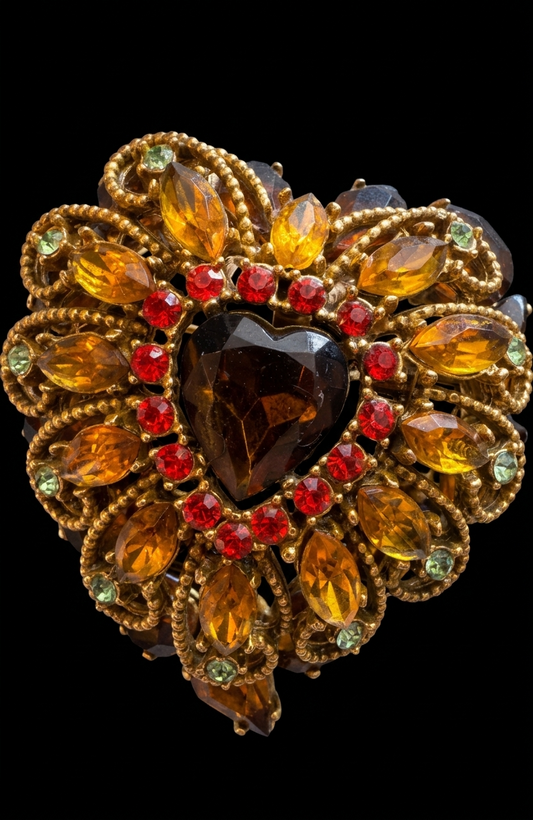 Gorgeous signed Capri 1940s rhinestone heart brooch/pendant