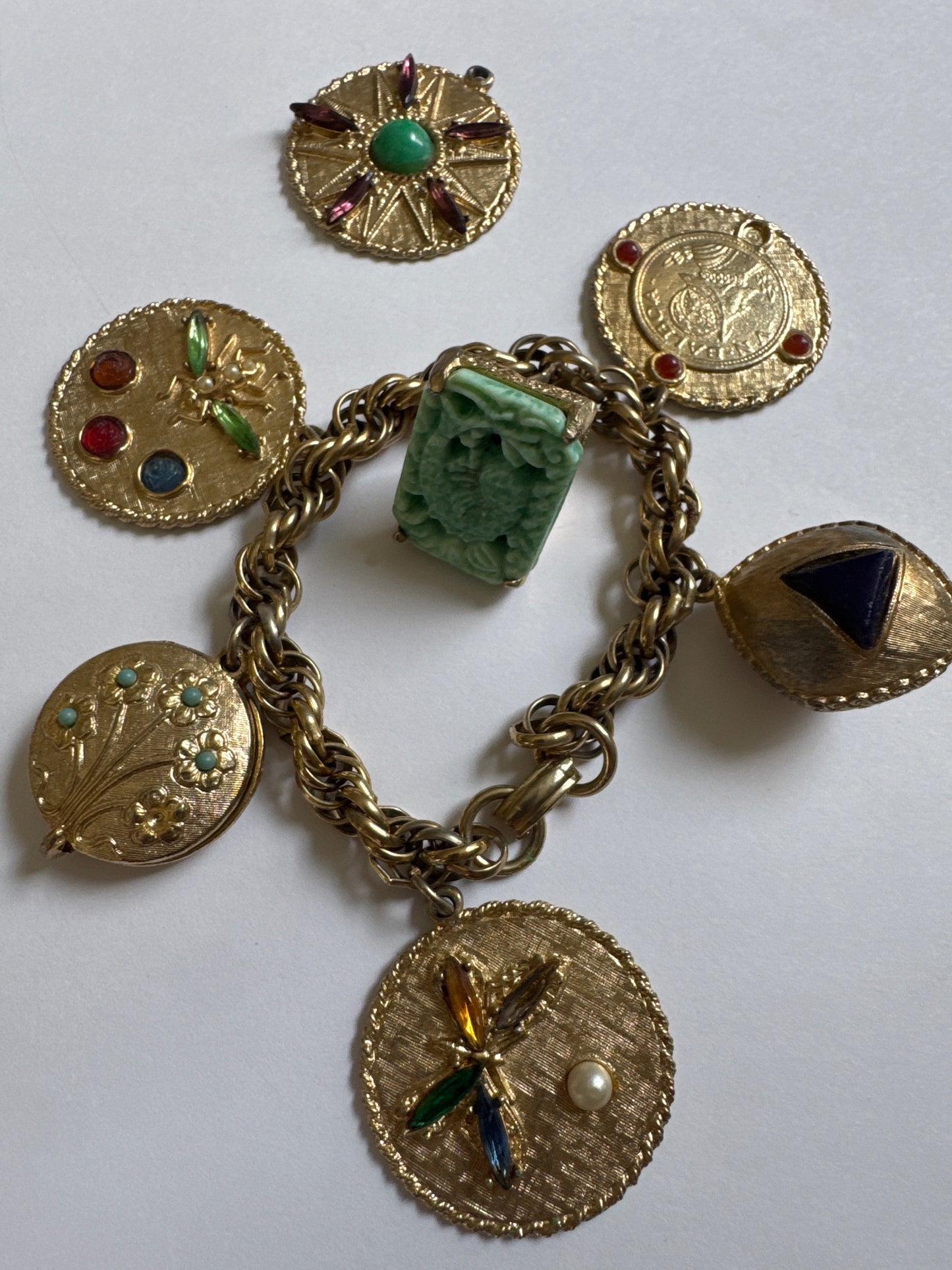 Fabulous mid-century, jumbo charm bracelet with extra charm