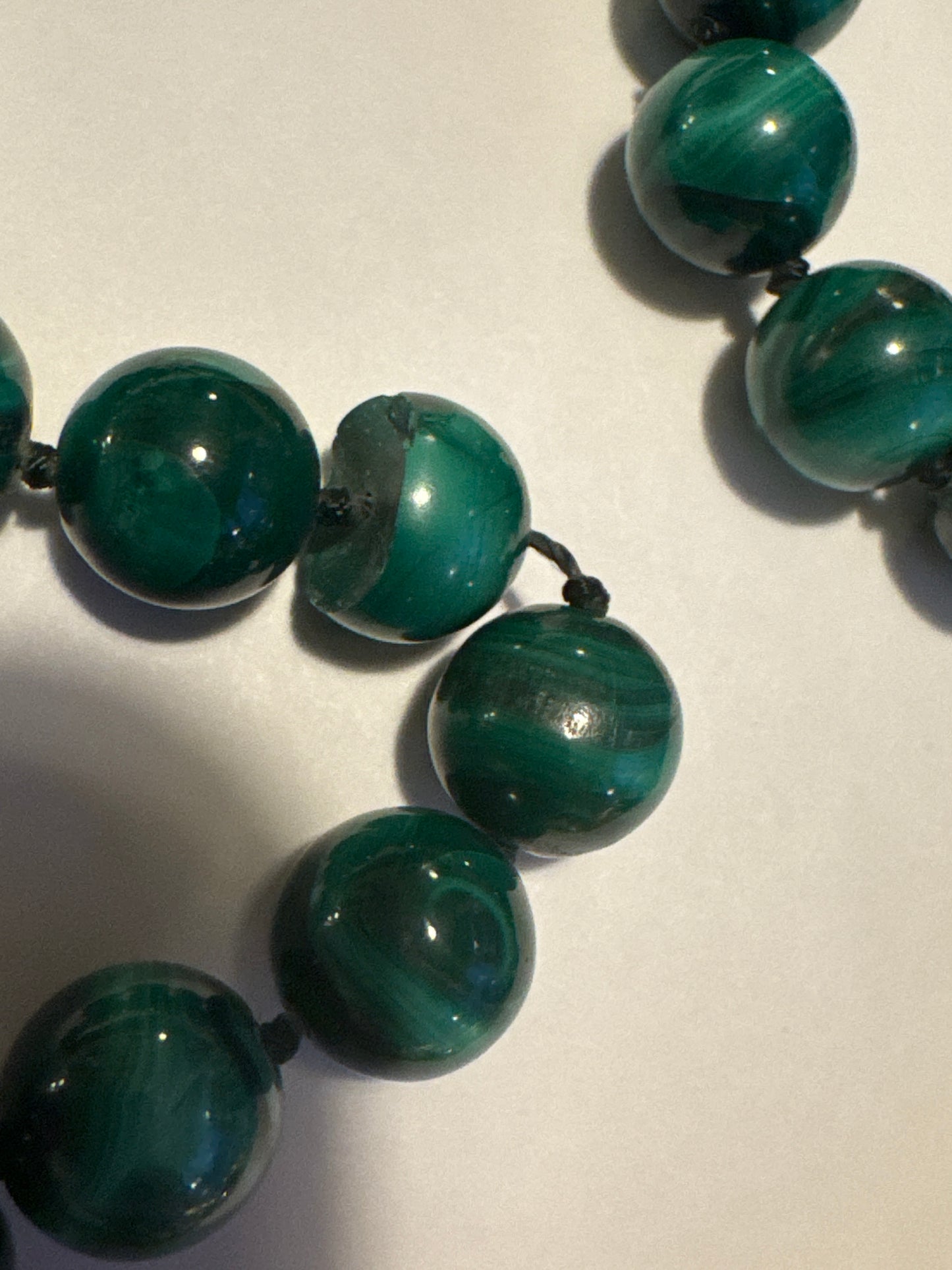 Beautiful RARE signed 1960s LES BERNARD Malachite double strand lion head necklace. See photos as two beads are cracked. Price reflects the imperfection. Road