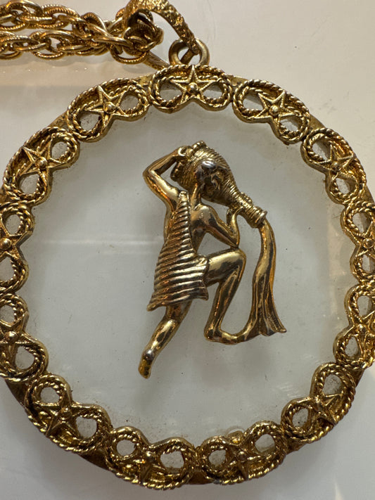 1970s lucite Aquarius pendant necklace