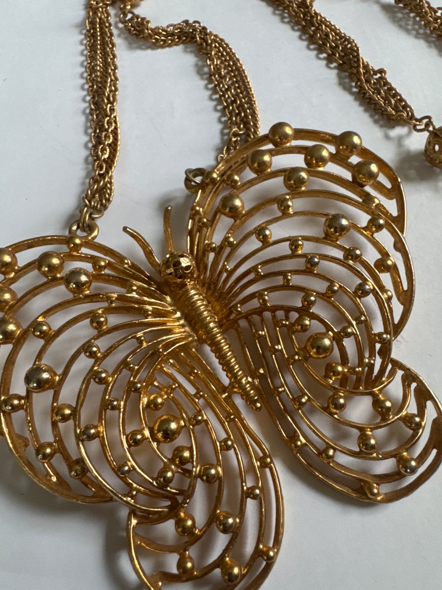 Beautiful unsigned butterfly 1970s pendant necklace attributed to PAULINE RADER