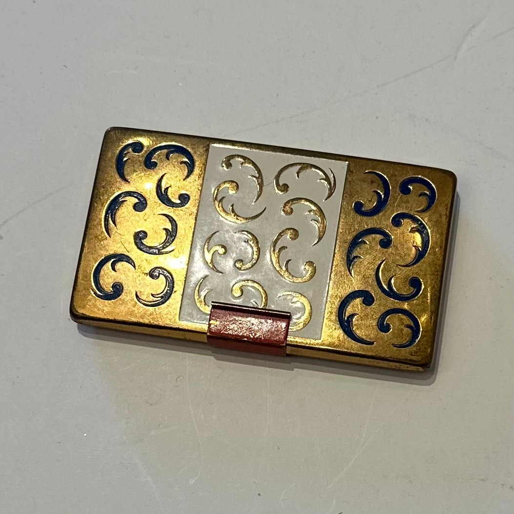 Red, White & Blue Gold Tone Rectangle Compact