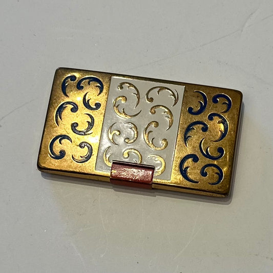 Red, White & Blue Gold Tone Rectangle Compact