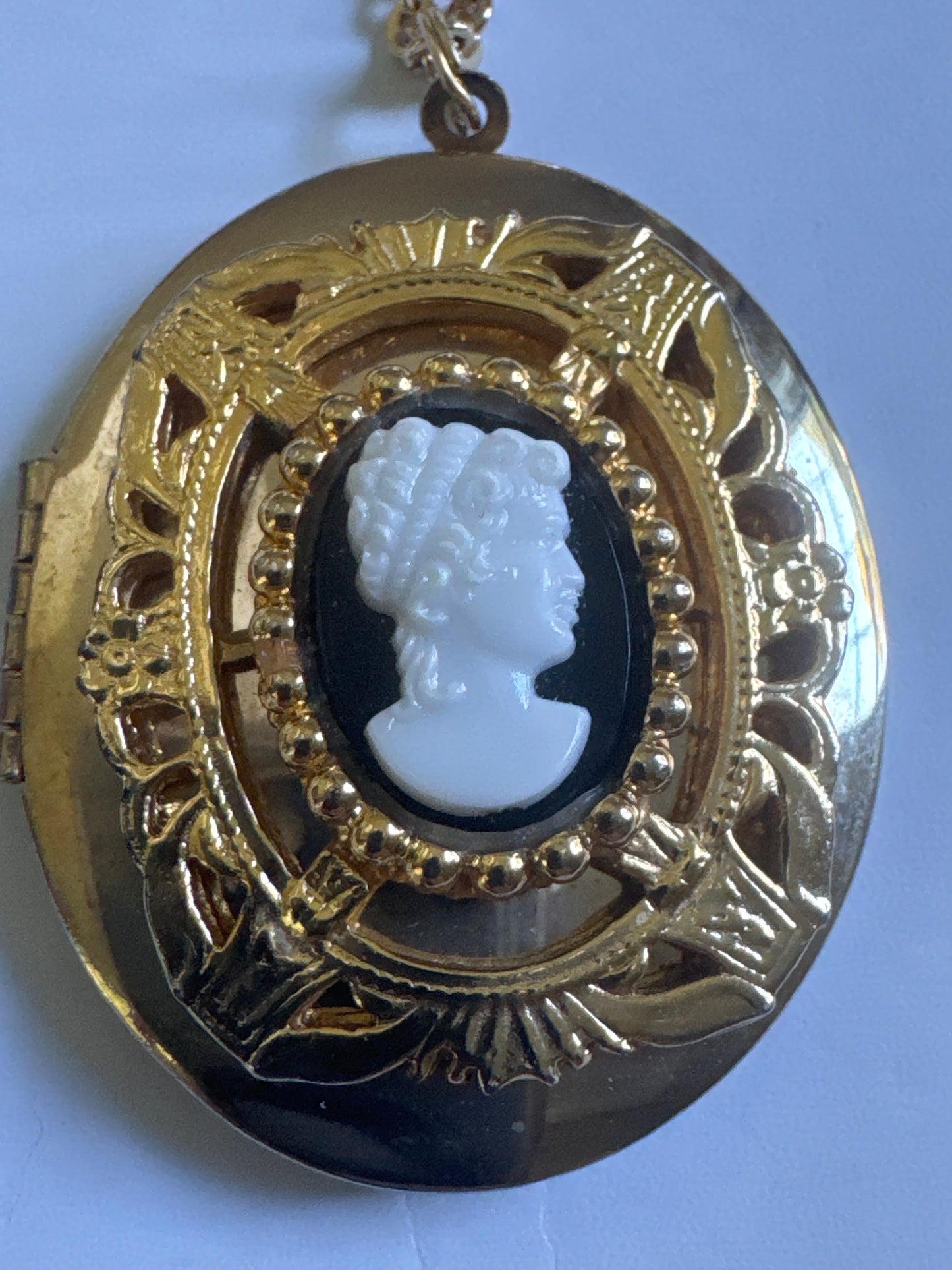 1970s vintage cameo locket signed Germany