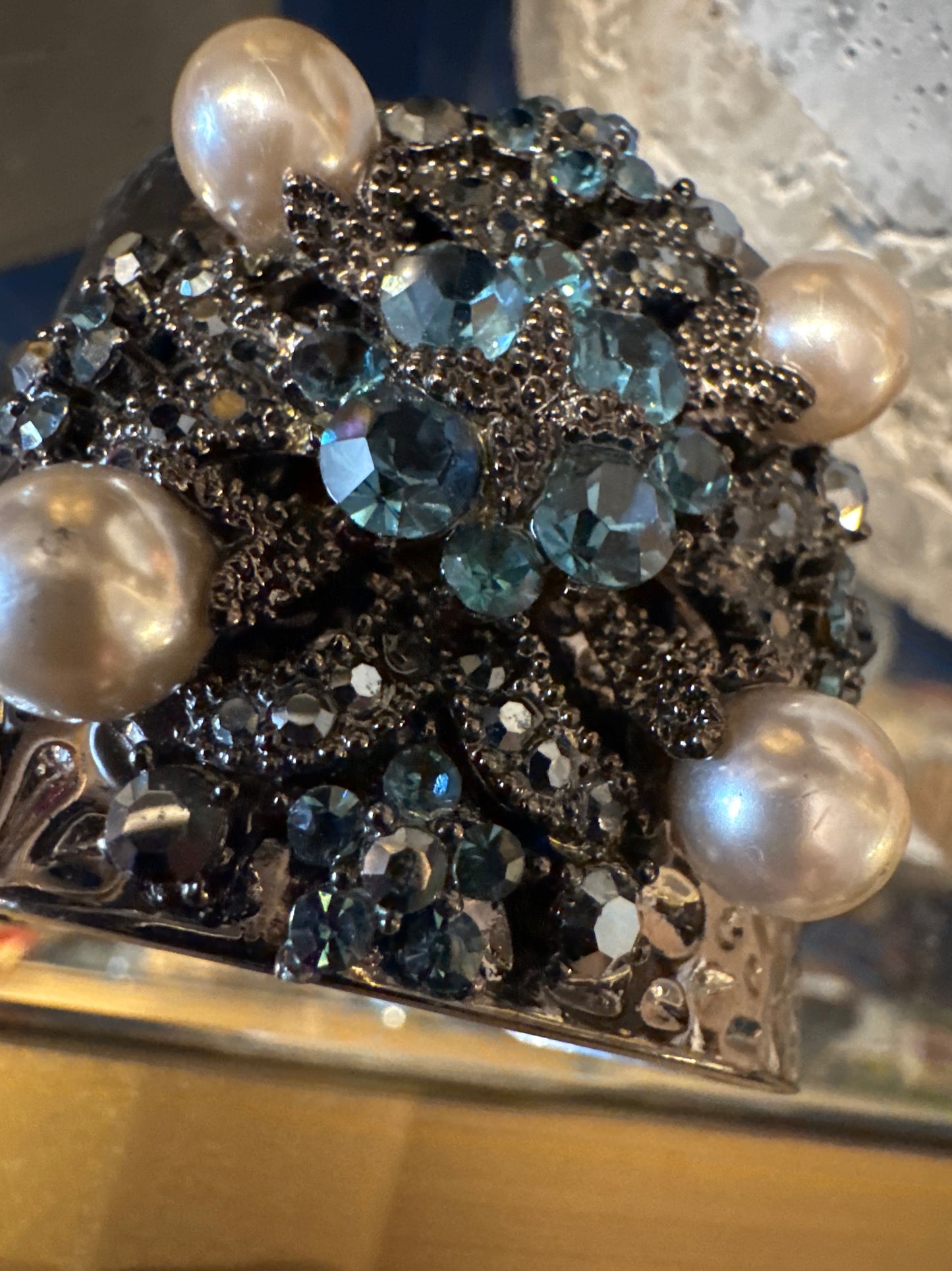 1980s vintage cuff with faux, pearl and rhinestones