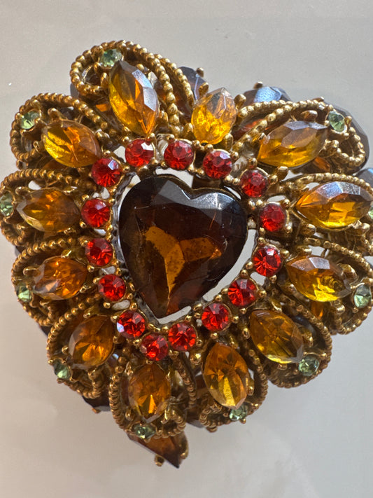 Gorgeous signed Capri 1940s rhinestone heart brooch/pendant