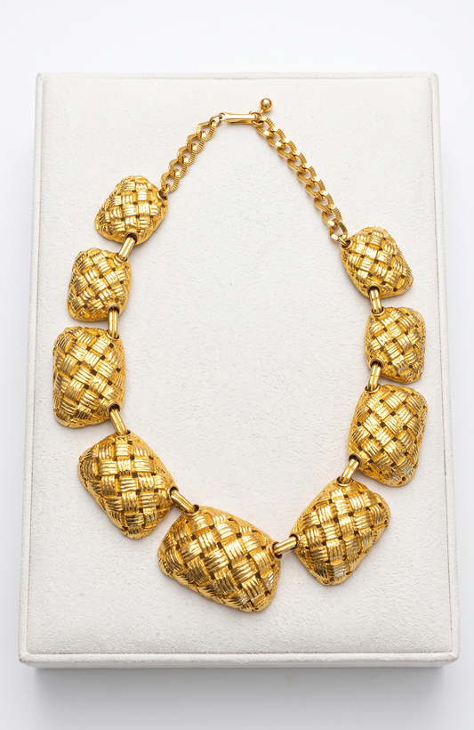 1960s chunky gold tone link necklace by  PAULINE RADER