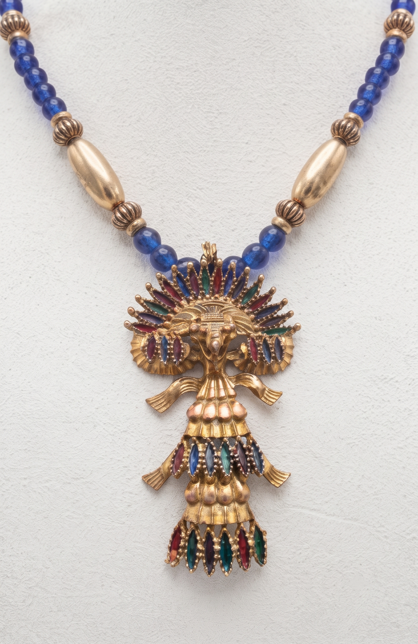 CASTLECLIFF MAYAN/AZTEC PENDANT NECKLACE FROM THE 1970s, DESIGNED BY LARRY VRBA.