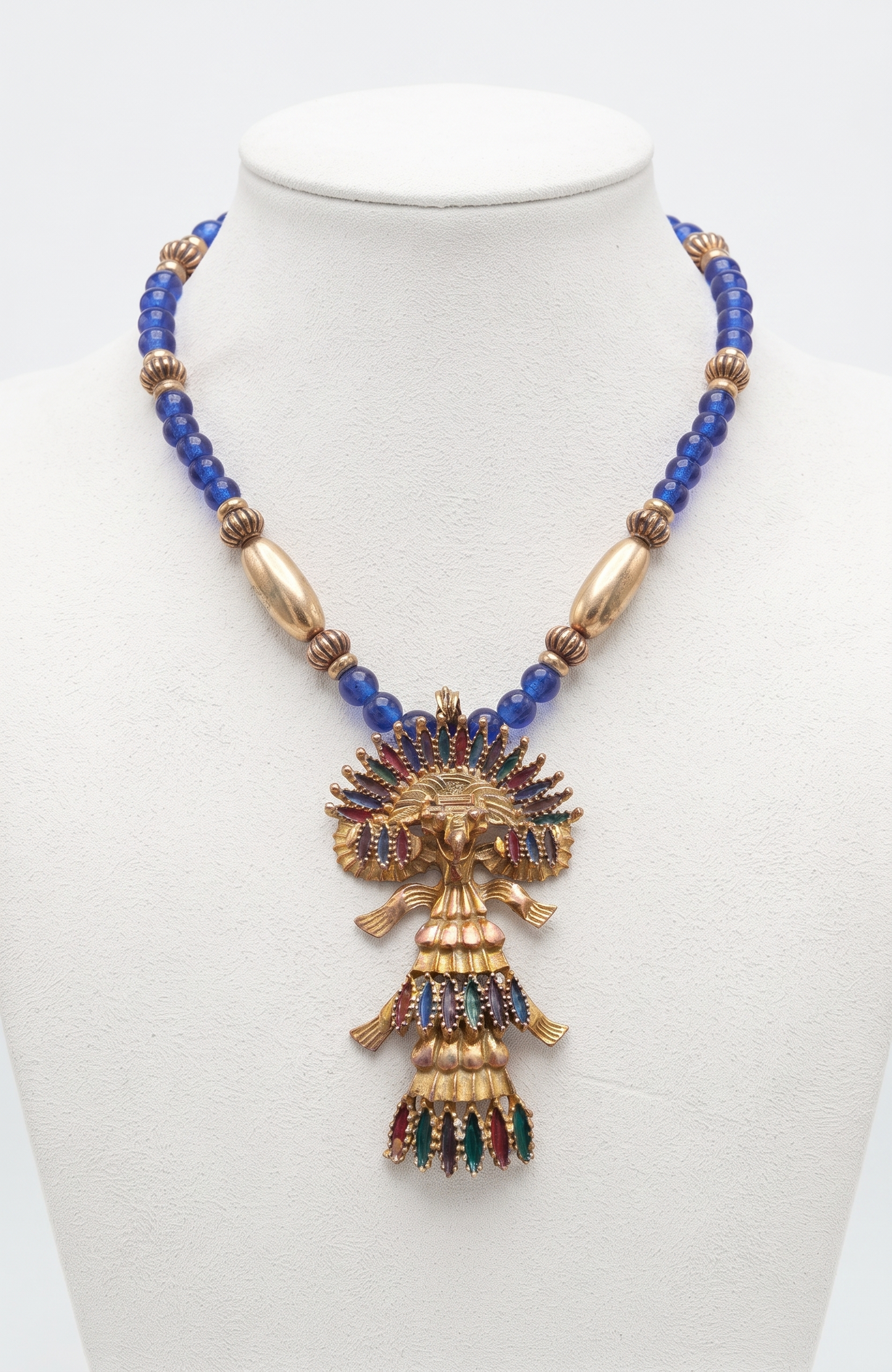 CASTLECLIFF MAYAN/AZTEC PENDANT NECKLACE FROM THE 1970s, DESIGNED BY LARRY VRBA.