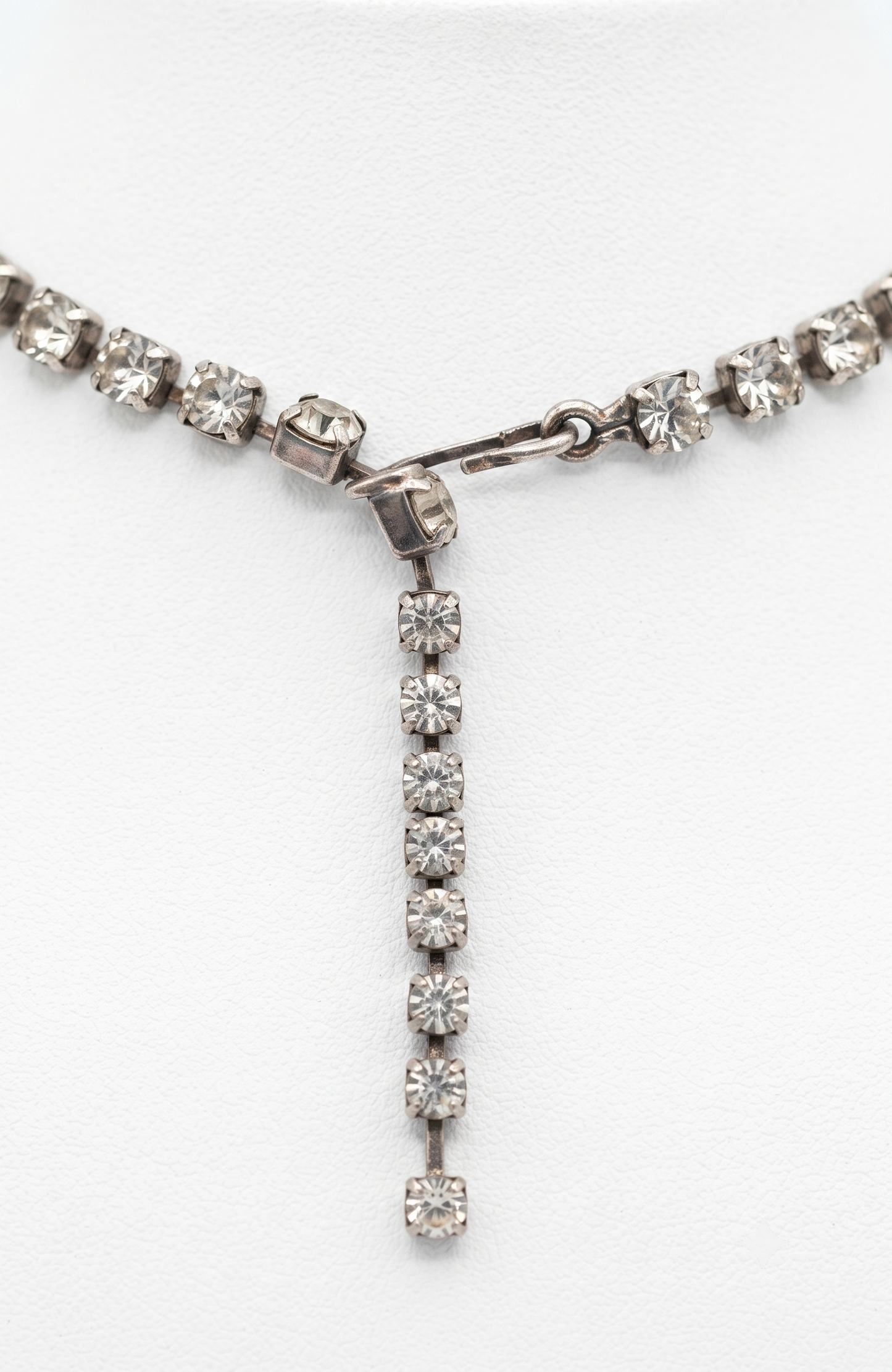 Museum quality 1940s RARE Hattie Carnegie signed, rhinestone fringe collar necklace