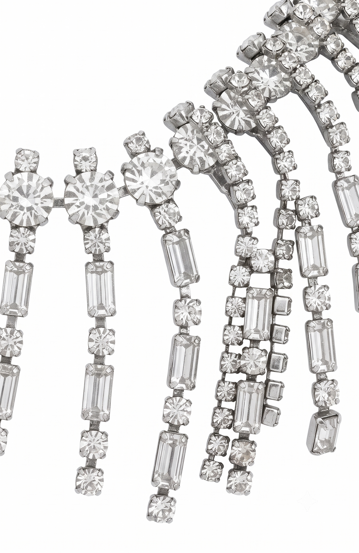 Museum quality 1940s RARE Hattie Carnegie signed, rhinestone fringe collar necklace