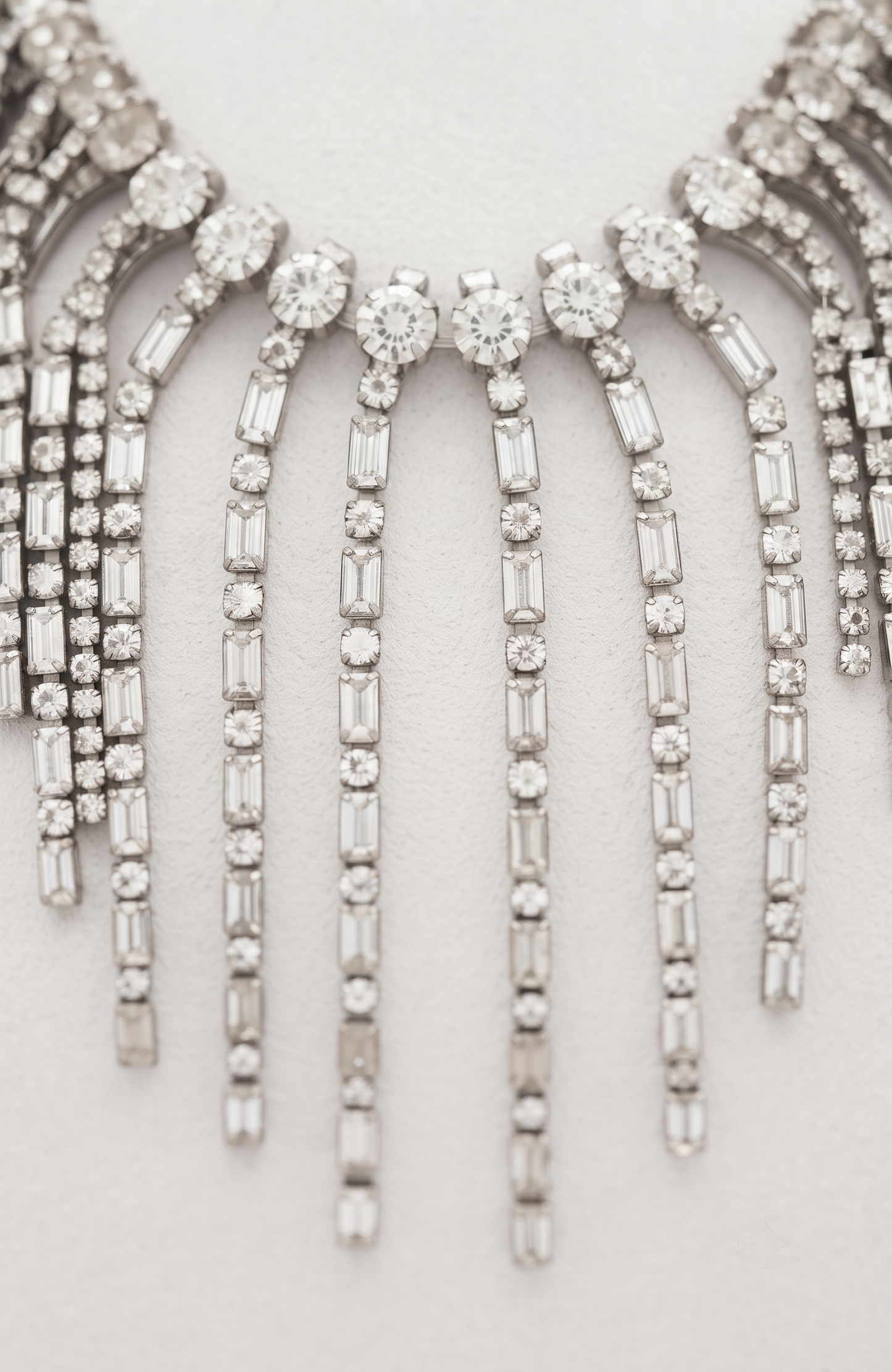 Museum quality 1940s RARE Hattie Carnegie signed, rhinestone fringe collar necklace