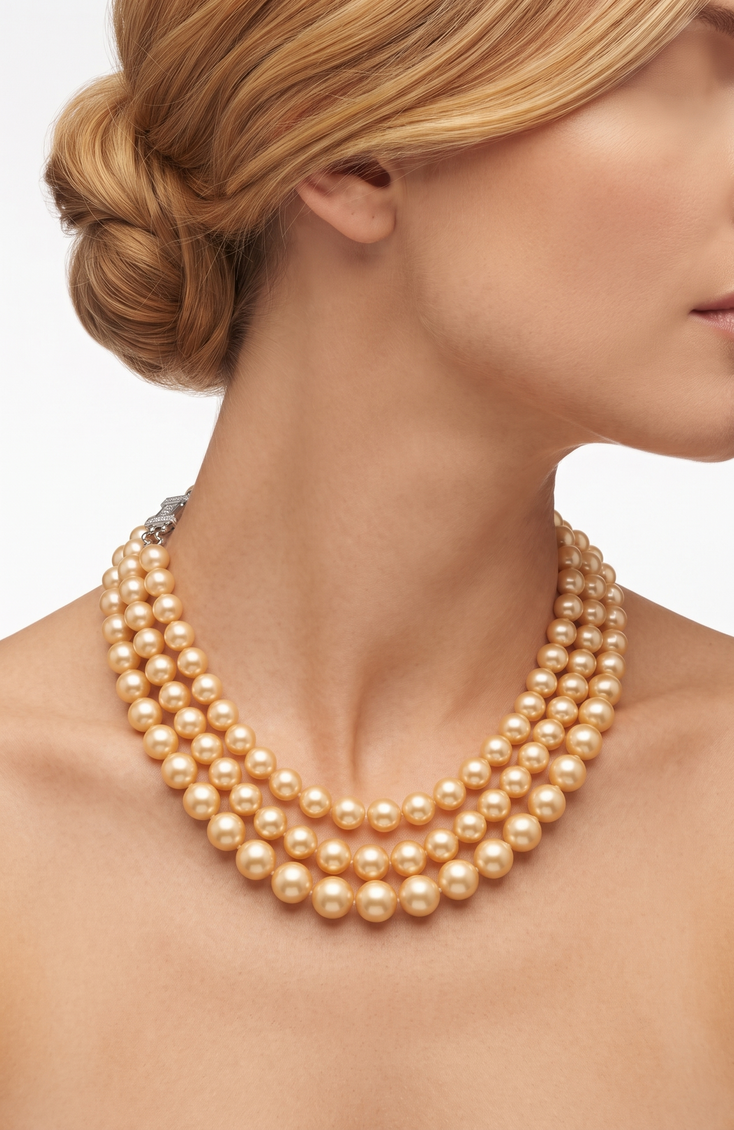 1960s vintage necklace by Kenneth J Ln. three-row necklace with ivory pearls