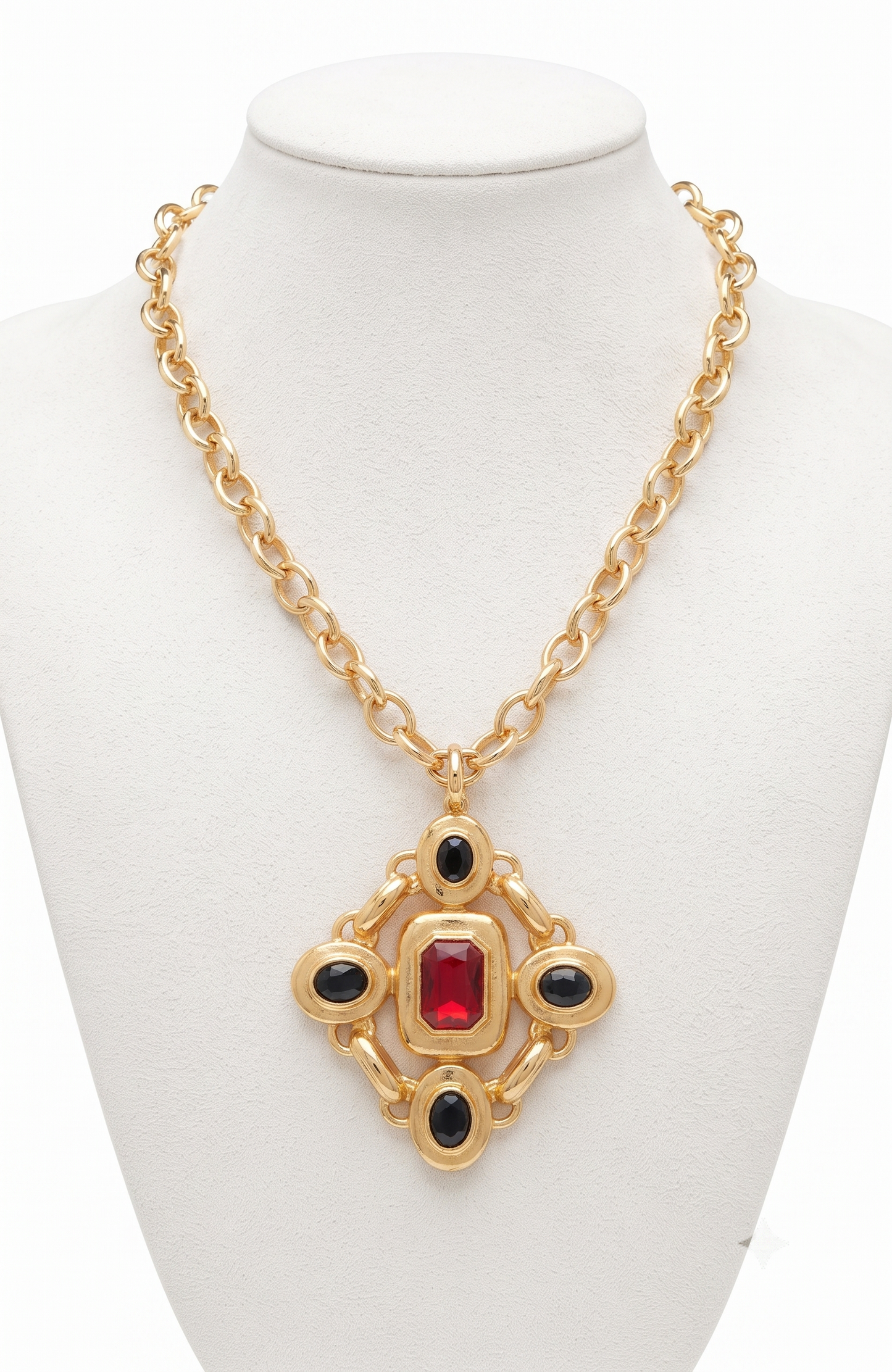 VINTAGE RJ GRAZIANO PENDANT  PENDANT NECKLACE OF RED AND BLACK