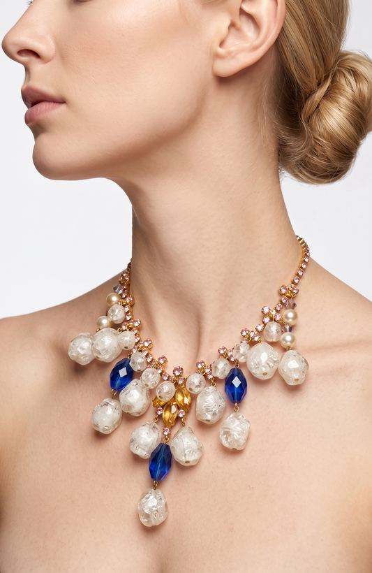 60´S RHINESTONE AND PEARL NECKLACE