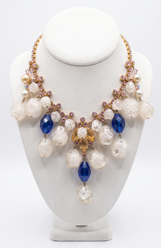 60´S RHINESTONE AND PEARL NECKLACE