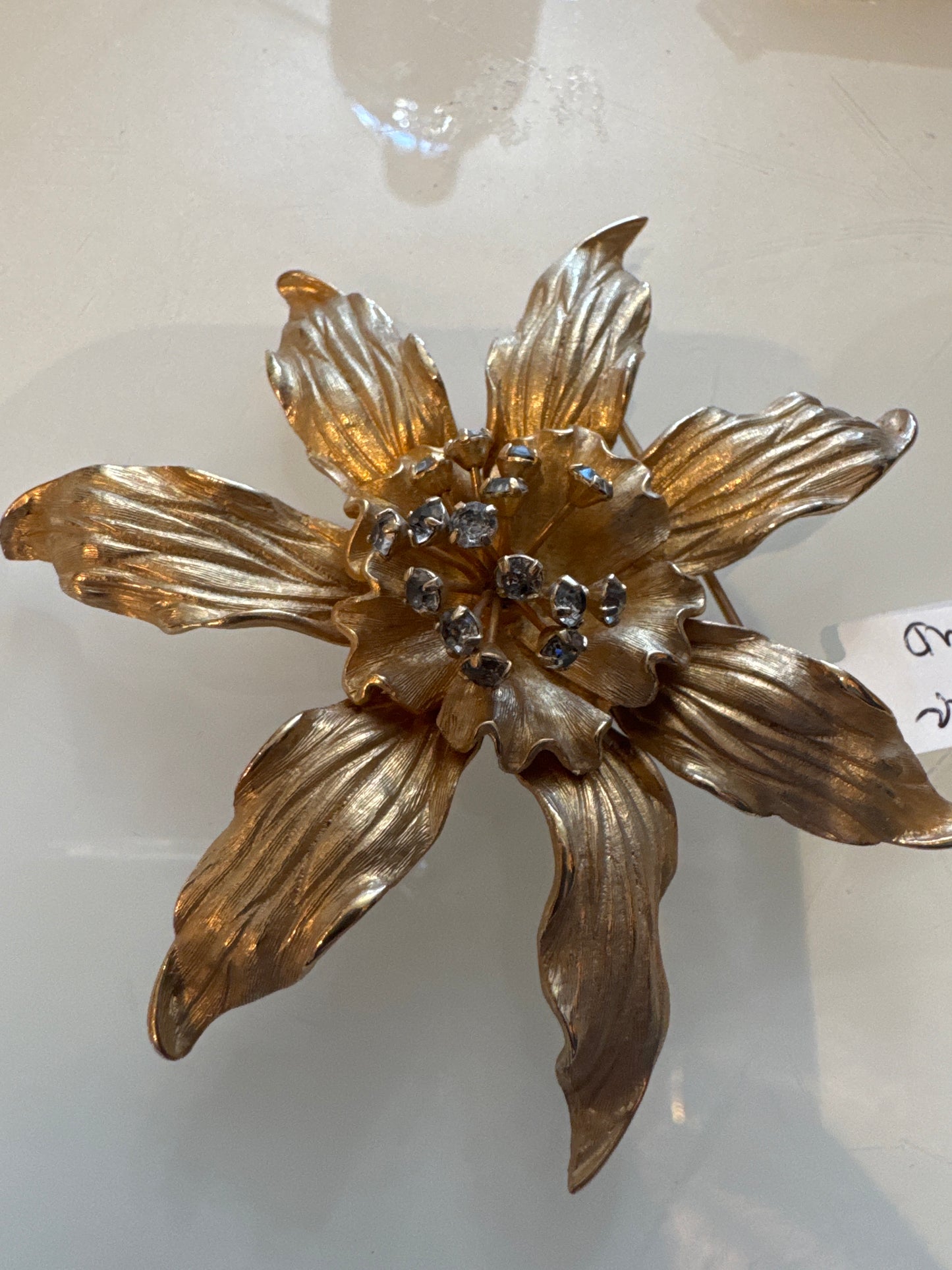 Vintage jumbo orchid with rhinestone center spray