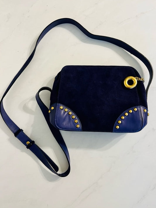 Suede and leather Celine crossbody bag in purple