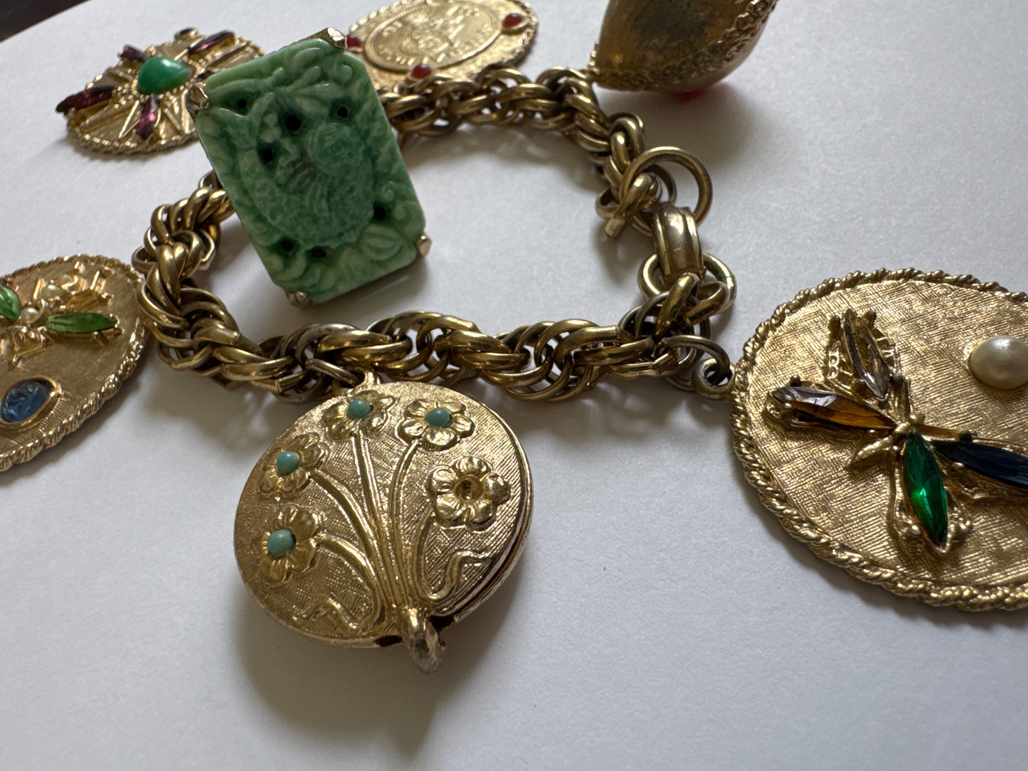Fabulous mid-century, jumbo charm bracelet with extra charm